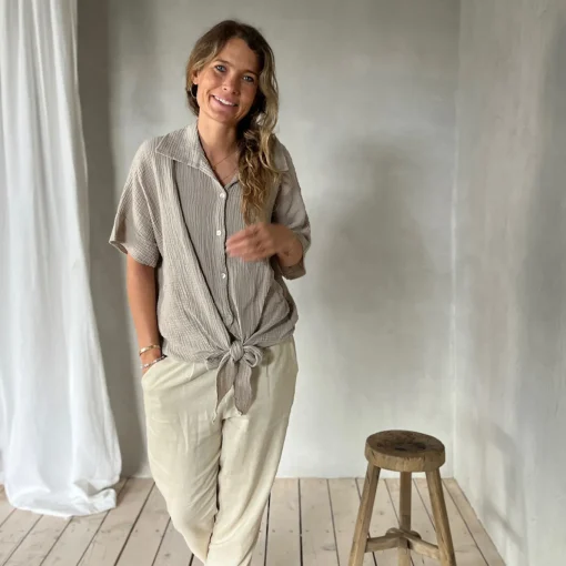 Musselin Bluse Knoten