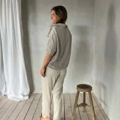 Musselin Bluse Knoten