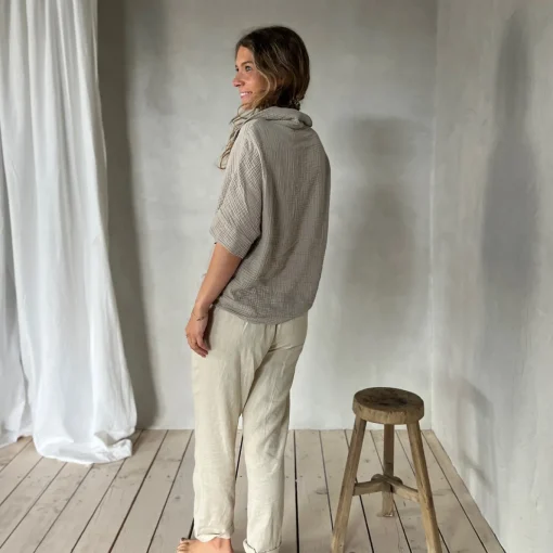 Musselin Bluse Knoten