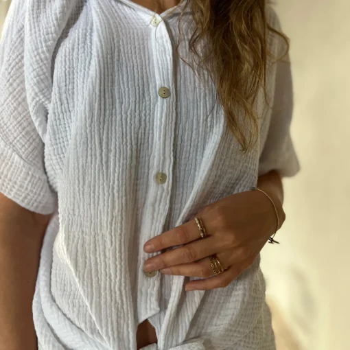 Musselin Bluse Knoten