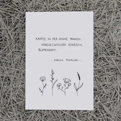 Slowlay Postkarte "Kaffee in der Sonne .... endlich Frühling"